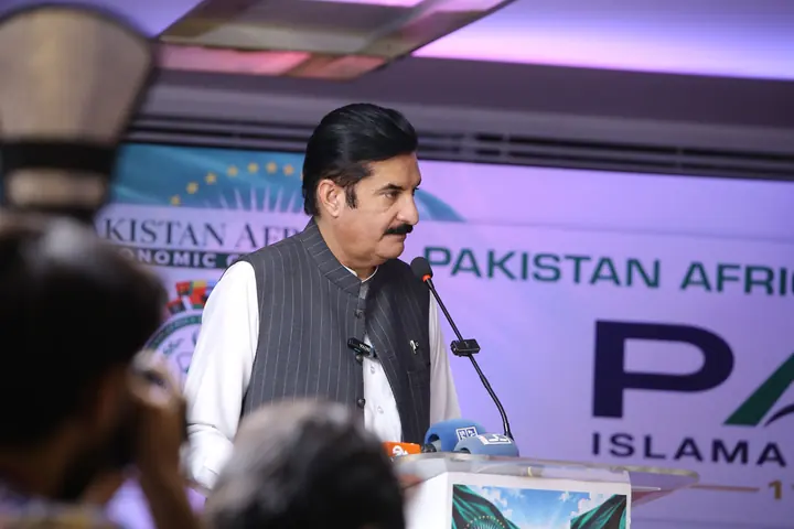 H.E. Mr. Faisal Karim Kundi addressing the African Partnership Conclave audience